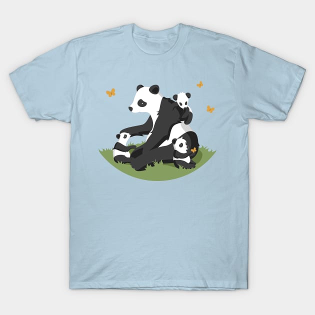 Panda Family Illustration T-Shirt by Mako Design 